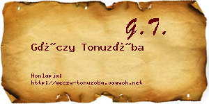 Géczy Tonuzóba névjegykártya